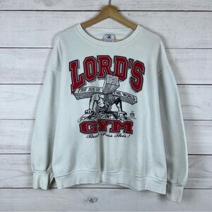 Vintage Lords Gym “His Pain Is Your Gain” 90s Jesus Pullover Crewneck XL